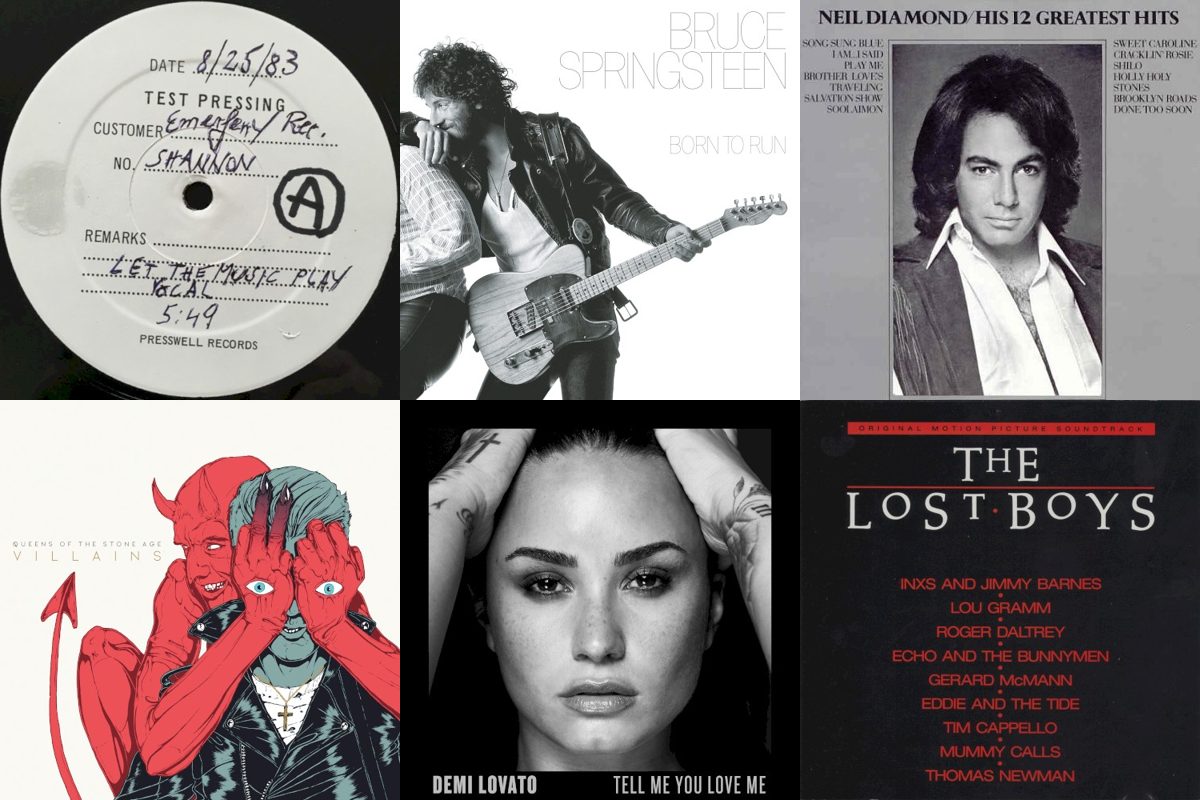 August 25th album covers: Let The Music Play, Born To Run, His 12 Greatest Hits, Villains, Tell Me You Love Me, The Lost Boys - Original Motion Picture Soundtrack