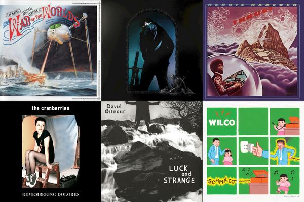 September 6th album covers: Jeff Wayne's Musical Version Of The War Of The Worlds, Hollywood's Bleeding, Thrust, Remembering Dolores, Luck And Strange, Schmilco