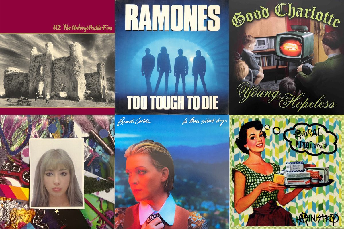 October 1st album covers: The Unforgettable Fire, Too Tough To Die, The Young And The Hopeless, Time 'n' Place, In These Silent Days, Moral Hygiene