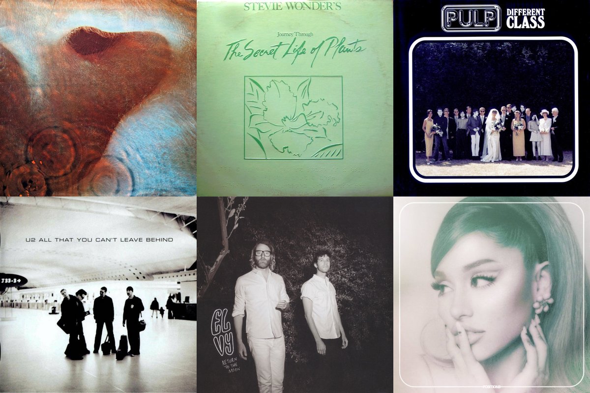October 30th album covers: Meddle, Stevie Wonder's Journey Through The Secret Life Of Plants, Different Class, All That You Can't Leave Behind, Return To The Moon, Positions