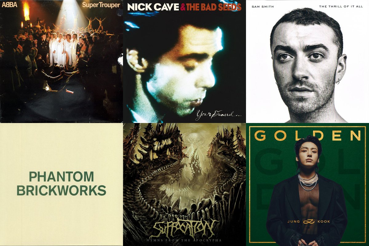 November 3rd album covers: Super Trouper, Your Funeral... My Trial, The Thrill Of It All, Phantom Brickworks, Hymns From The Apocrypha, Golden