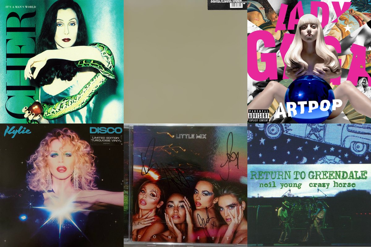 November 6th album covers: It's A Man's World, Tri Repetae, Artpop, Disco, Confetti, Return To Greendale