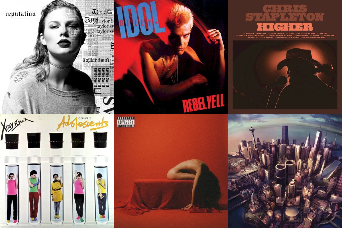 November 10th album covers: Reputation, Rebel Yell, Higher, Germfree Adolescents, The Death Of Peace Of Mind, Sonic Highways