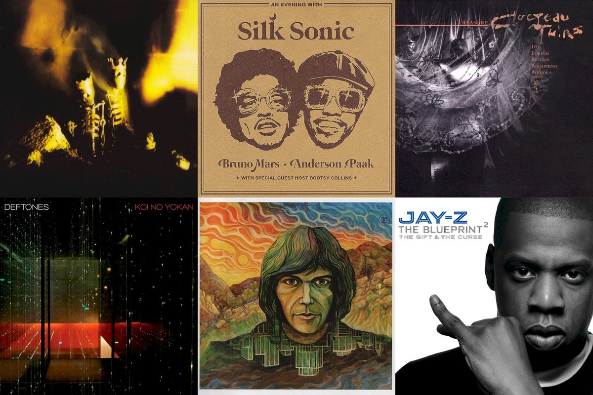 November 12th album covers: Riot Act, An Evening With Silk Sonic, Treasure, Koi No Yokan, Neil Young, The Blueprint² The Gift & The Curse