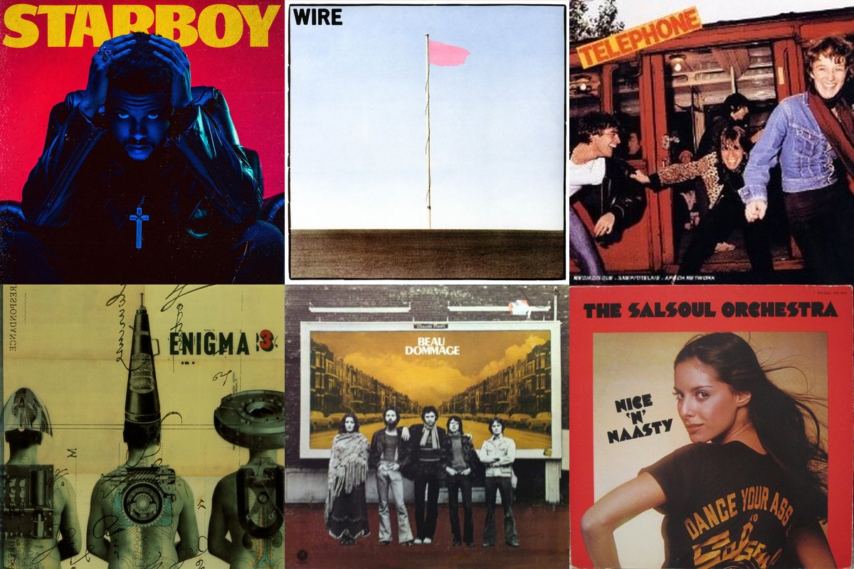 November 25th album covers: Starboy, Pink Flag, Téléphone, Le Roi Est Mort, Vive Le Roi!, Beau Dommage, Nice 'n' Naasty
