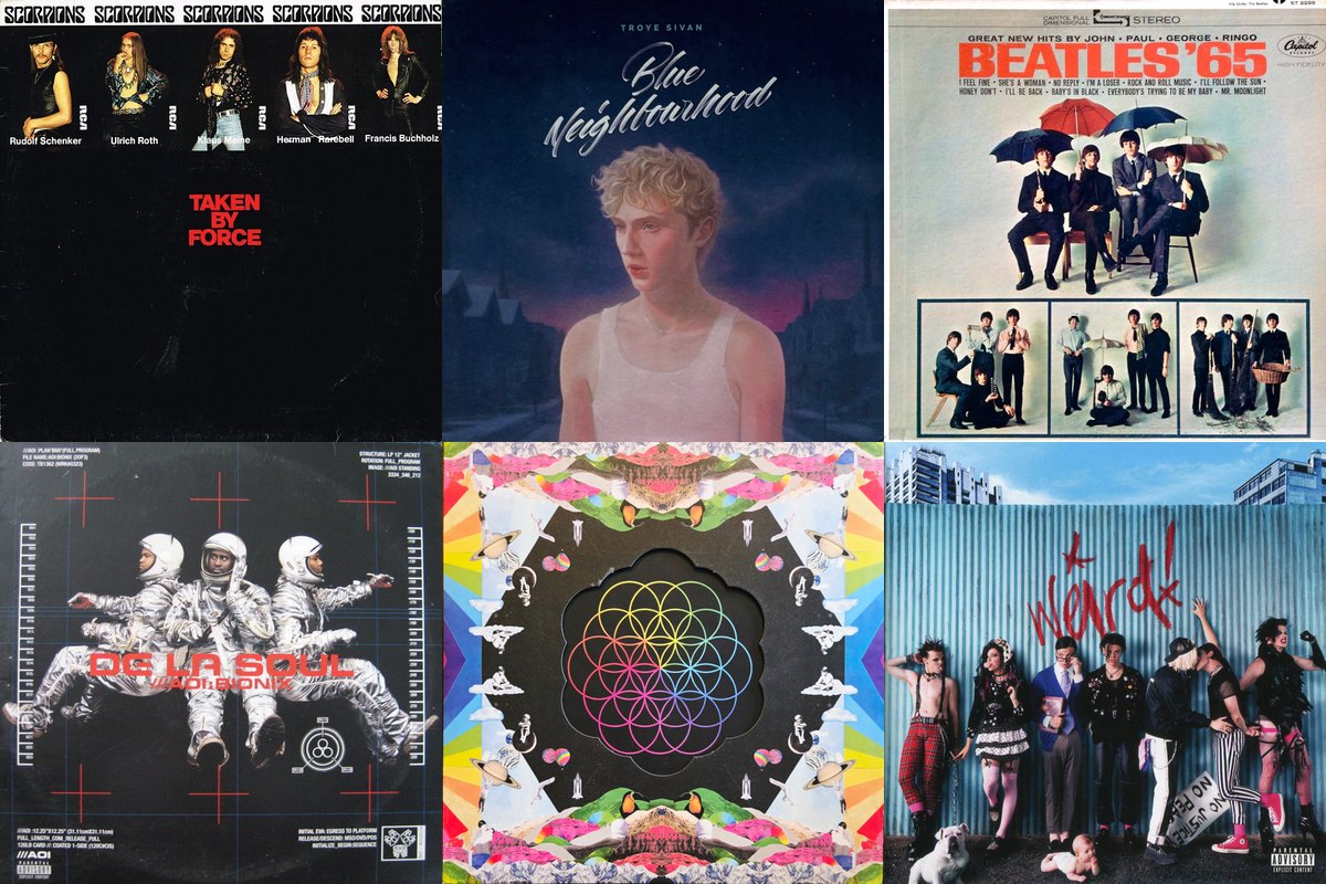December 4th album covers: Taken By Force, Blue Neighbourhood, Beatles '65, AOI: Bionix, A Head Full Of Dreams, Weird! 