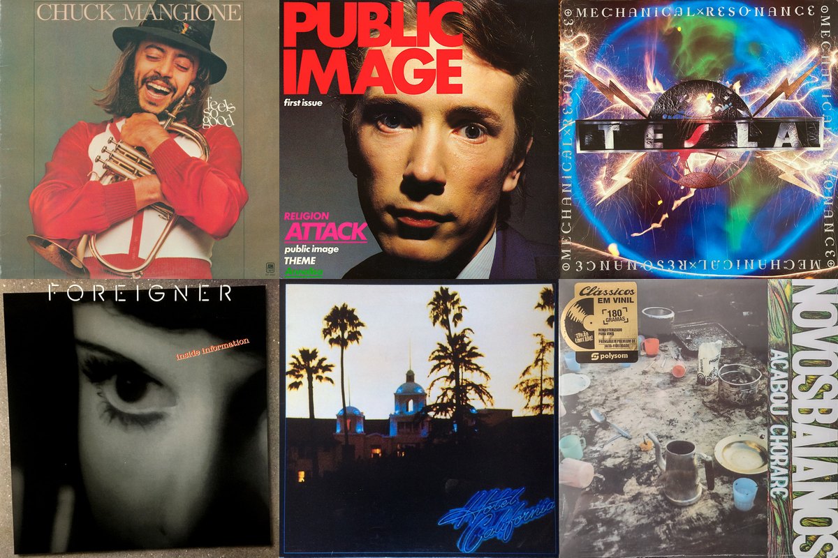 December 8th album covers: Feels So Good, Public Image (First Issue), Mechanical Resonance, Inside Information, Hotel California, Acabou Chorare