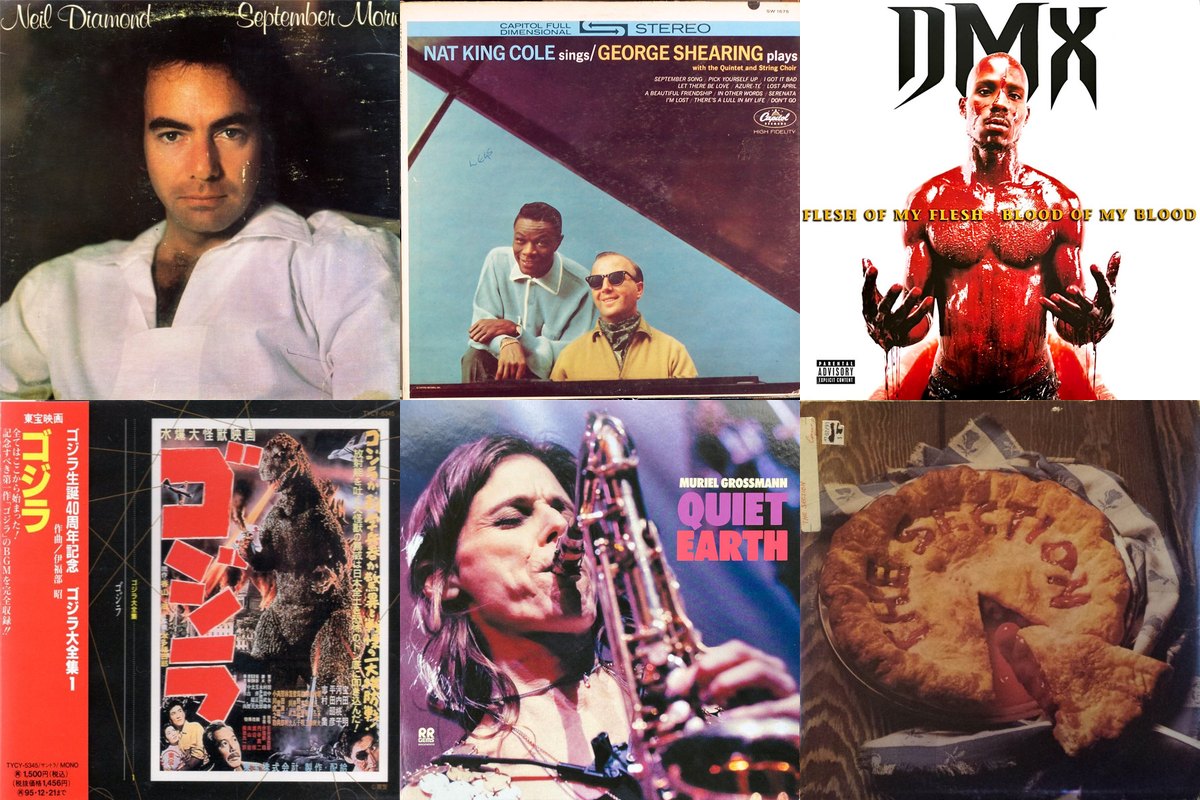 December 22nd album covers: September Morn, Nat King Cole Sings / George Shearing Plays, Flesh Of My Flesh Blood Of My Blood, ゴジラ, Quiet Earth, The Section