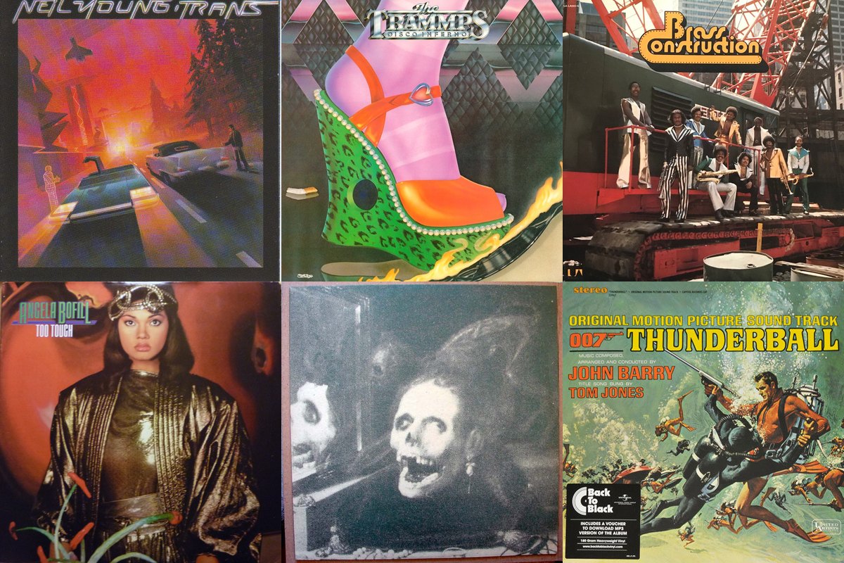 December 29th album covers: Trans, Disco Inferno, Brass Construction, Too Tough, Christ And The Pale Queens Mighty In Sorrow, Thunderball (Original Motion Picture Score)