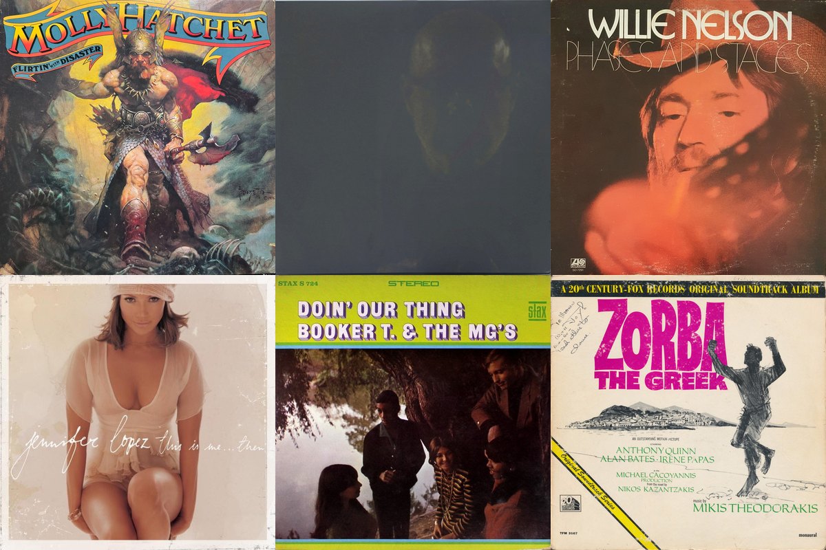 January 1st album covers: Flirtin' With Disaster, Reflection, Phases And Stages, This Is Me ... Then, Doin' Our Thing, Zorba The Greek (Original Soundtrack)