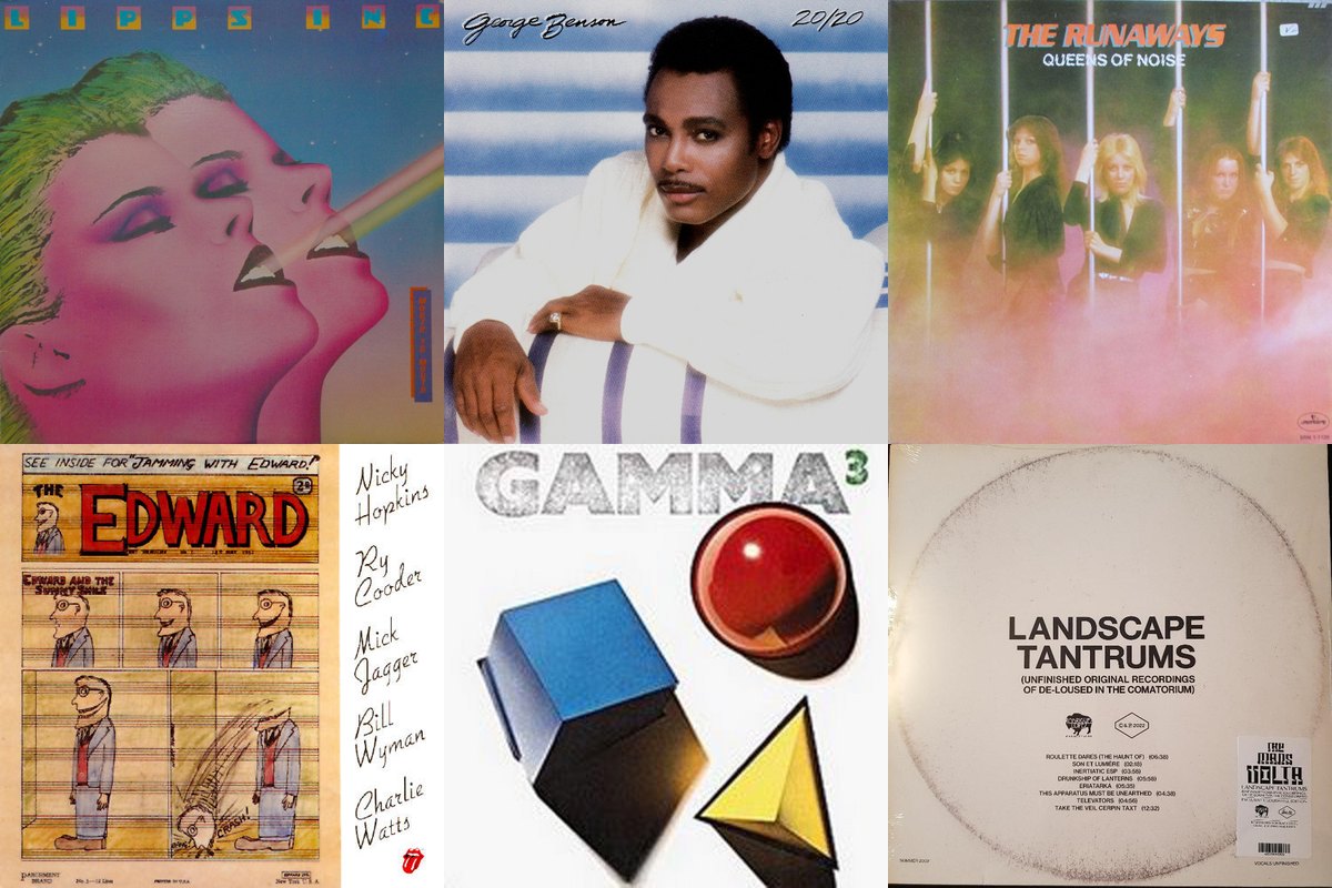 January 7th album covers: Mouth To Mouth, 20/20, Queens Of Noise, Jamming With Edward!, Gamma 3, Landscape Tantrums (Unfinished Original Recordings Of De​-​Loused In The Comatorium)