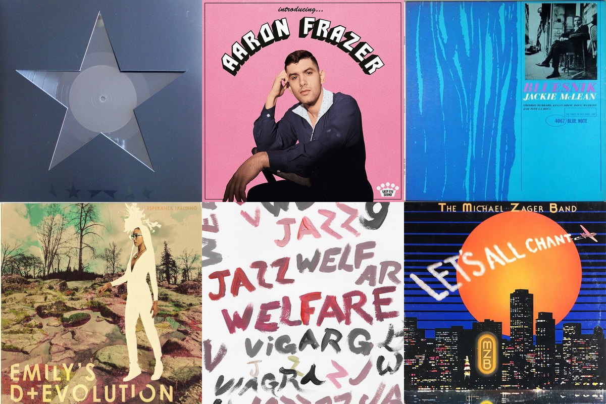 January 8th album covers: ★ (Blackstar), Introducing..., Bluesnik, Emily's D+Evolution, Welfare Jazz, Let's All Chant
