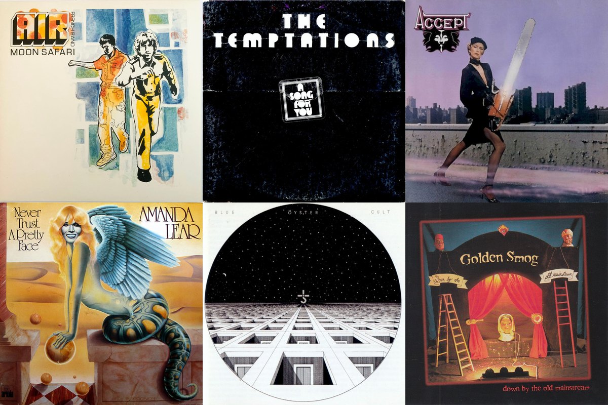January 16th album covers: Moon Safari, A Song for You, Accept, Never Trust A Pretty Face, Blue Öyster Cult, Down By The Old Mainstream