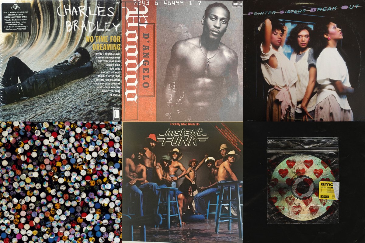 January 25th album covers: No Time For Dreaming, Voodoo, Break Out, There Is Love In You, Instant Funk, Amo