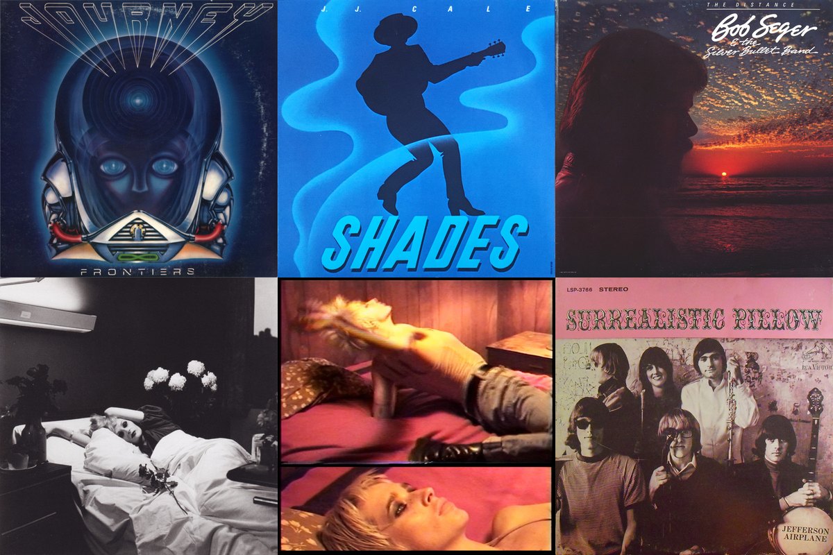 February 1st album covers: Frontiers, Shades, The Distance, I Am A Bird Now, Careful, Surrealistic Pillow