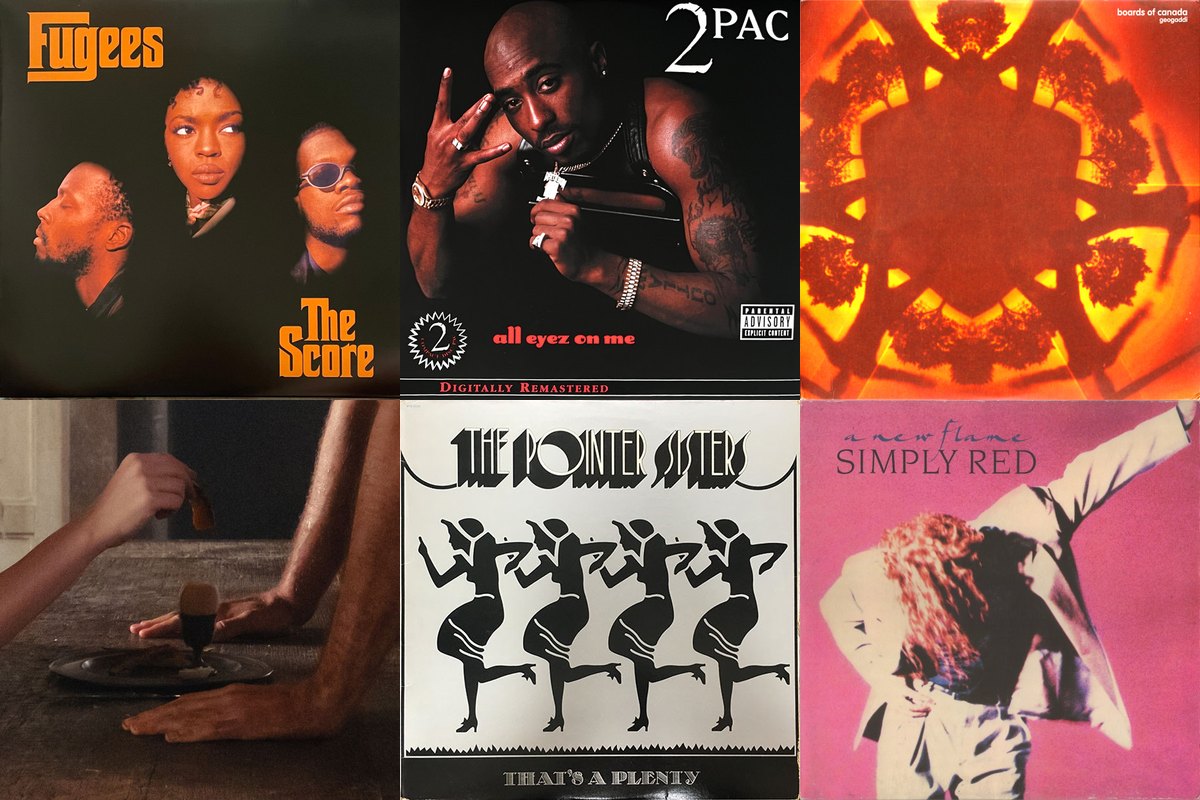 February 13th album covers: The Score, All Eyez On Me, Geogaddi, Wuthering Heights, That's A Plenty, A New Flame