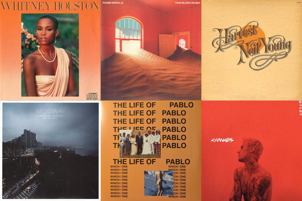 February 14th album covers: Whitney Houston, The Slow Rush, Harvest, Hardcore Will Never Die, But You Will., The Life Of Pablo, Changes