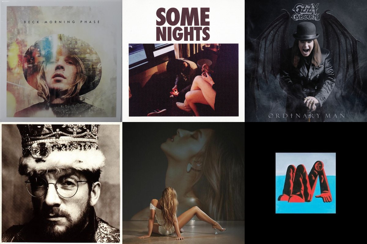 February 21st album covers: Morning Phase, Some Nights, Ordinary Man, King Of America, So Close To What???, Man Alive!