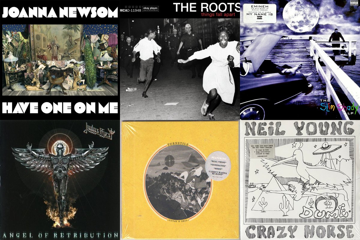 February 23rd album covers: Have One On Me, Things Fall Apart, The Slim Shady LP, Angel Of Retribution, Time & Space, Dume
