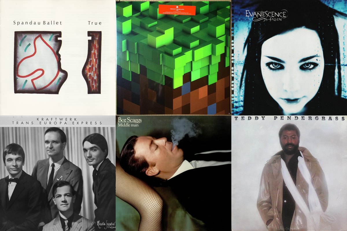 March 4th album covers: True, Minecraft Volume Alpha, Fallen, Trans Europa Express, Middle Man, Teddy Pendergrass