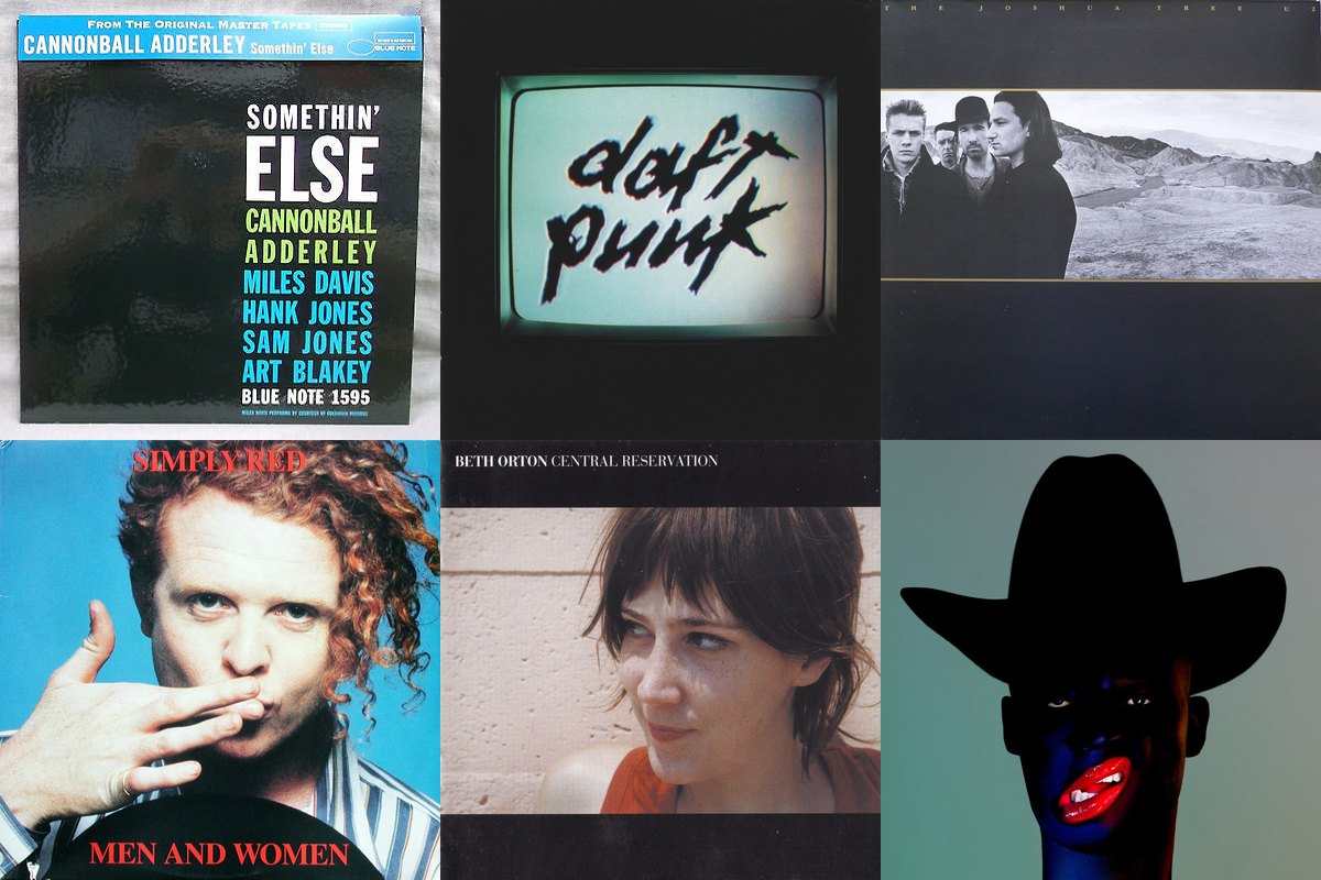 March 9th album covers: Somethin' Else, Human After All, The Joshua Tree, Men And Women, Central Reservation, Cocoa Sugar
