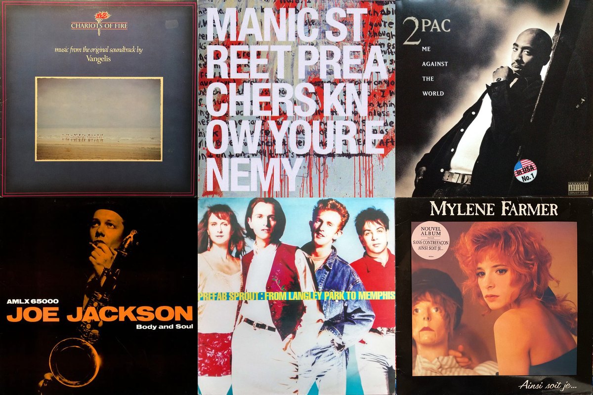 March 14th album covers: Chariots Of Fire, Know Your Enemy, Me Against The World, Body And Soul, From Langley Park To Memphis, Ainsi Soit Je...