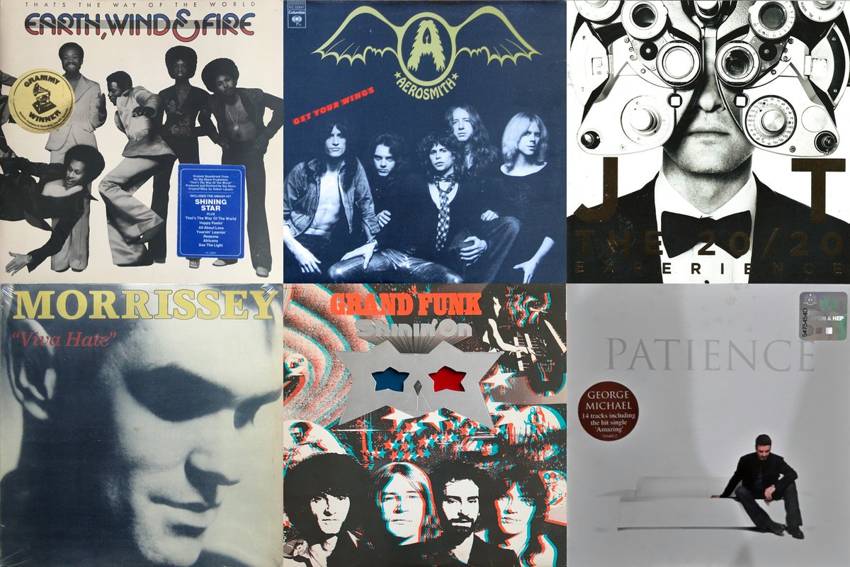March 15th album covers: That's The Way Of The World, Get Your Wings, The 20/20 Experience, Viva Hate, Shinin' On, Patience