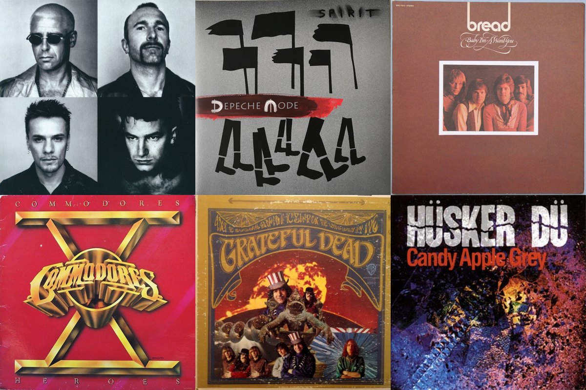 March 17th album covers: Songs Of Surrender, Spirit, Baby I'm-A Want You, Heroes, The Grateful Dead, Candy Apple Grey