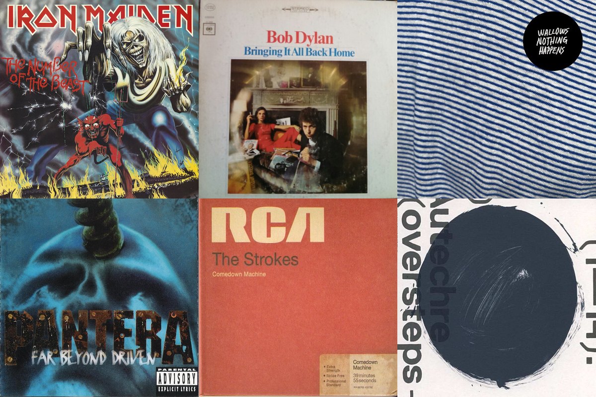 March 22nd album covers: The Number Of The Beast, Bringing It All Back Home, Nothing Happens, Far Beyond Driven, Comedown Machine, Oversteps