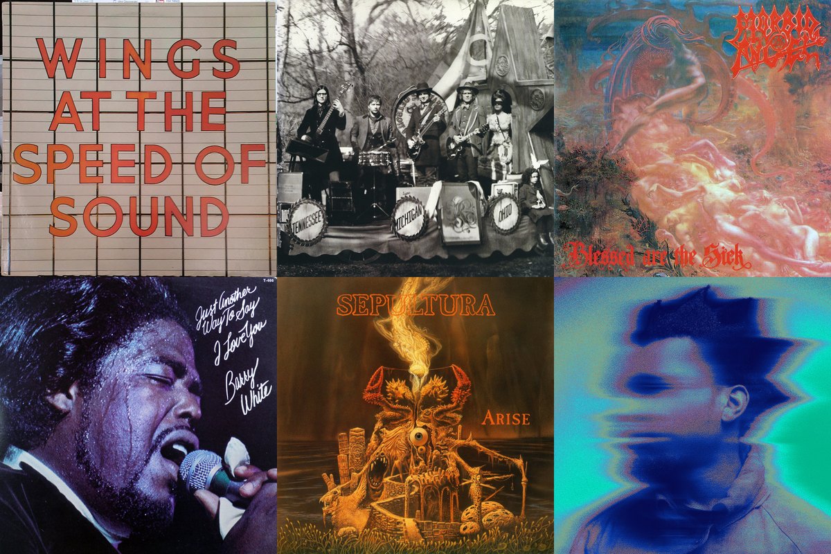 March 25th album covers: Wings At The Speed Of Sound, Consolers Of The Lonely, Blessed Are The Sick, Just Another Way To Say I Love You, Arise, Melt My Eyez See Your Future