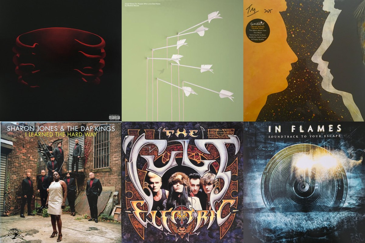 April 6th album covers: Undertow, Good News For People Who Love Bad News, Geography, I Learned The Hard Way, Electric, Soundtrack To Your Escape