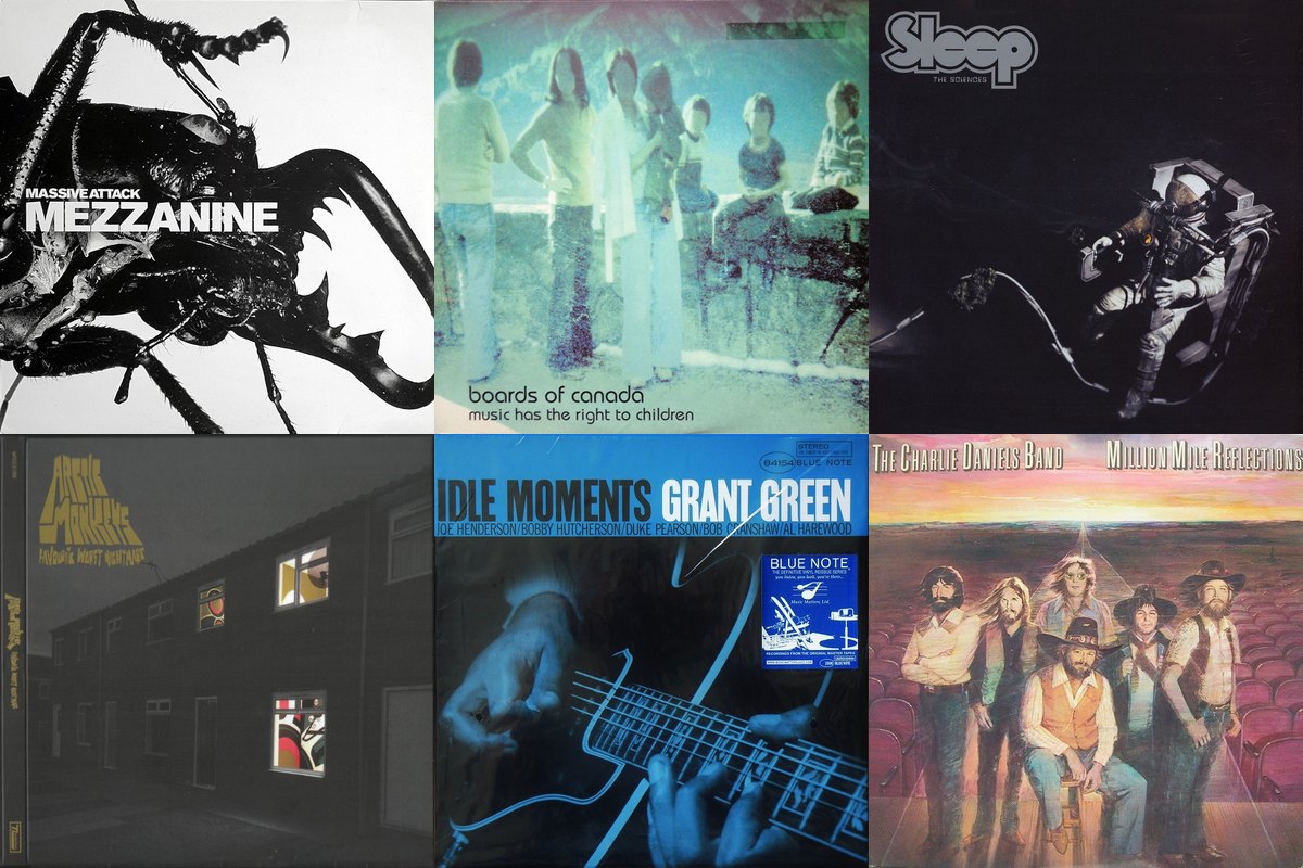 April 20th album covers: Mezzanine, Music Has The Right To Children, The Sciences, Favourite Worst Nightmare, Idle Moments, Million Mile Reflections