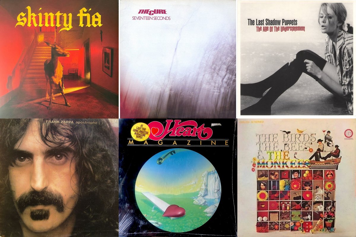 April 22nd album covers: Skinty Fia, Seventeen Seconds, The Age Of The Understatement, Apostrophe ('), Magazine, The Birds, The Bees & The Monkees