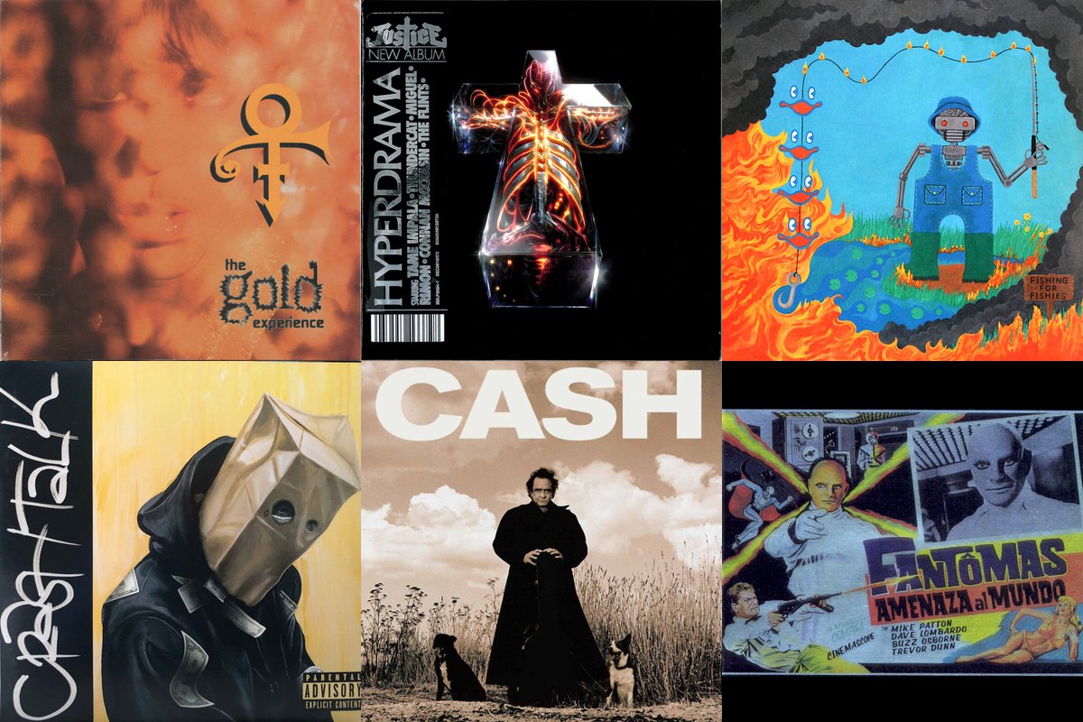 April 26th album covers: The Gold Experience, Hyperdrama, Fishing For Fishies, Crash Talk, American Recordings, Fantômas