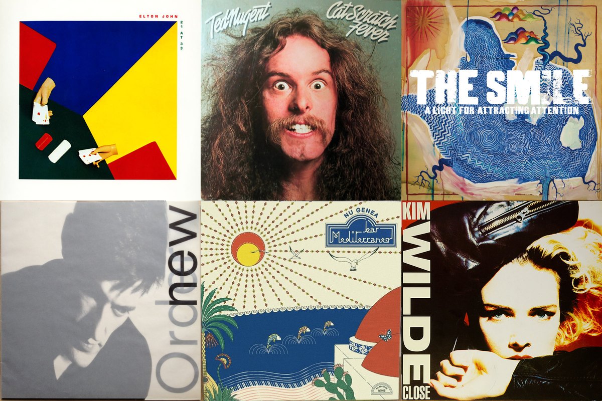 May 13th album covers: 21 At 33, Cat Scratch Fever, A Light For Attracting Attention, Low-life, Bar Mediterraneo, Close
