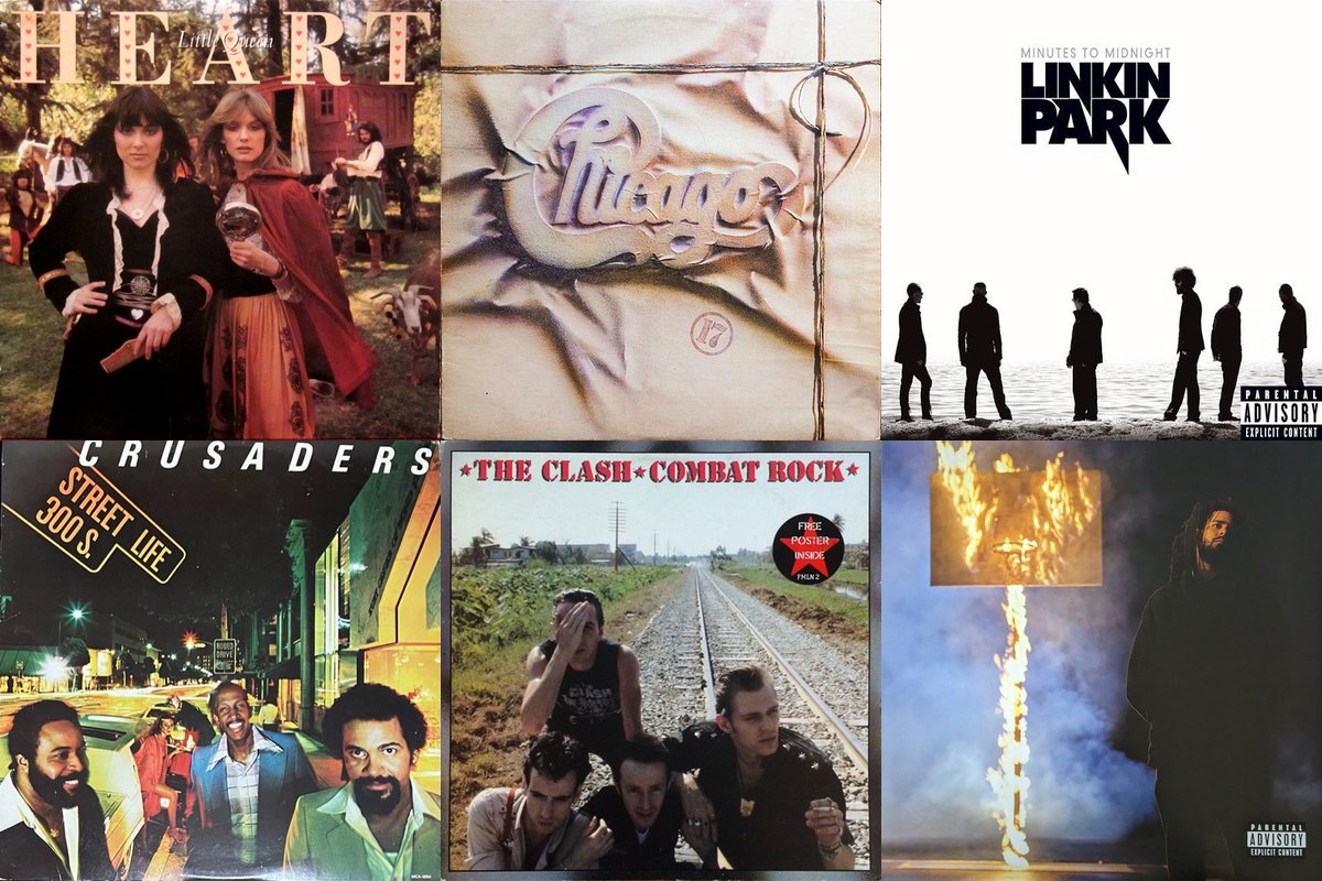 May 14th album covers: Little Queen, Chicago 17, Minutes To Midnight, Street Life, Combat Rock, The Off-Season