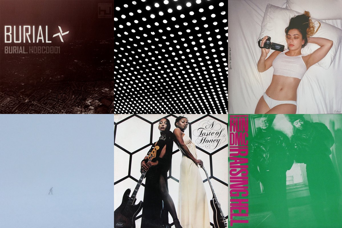 May 15th album covers: Burial, Bloom, How I'm Feeling Now, Compro, A Taste Of Honey, Raising Hell