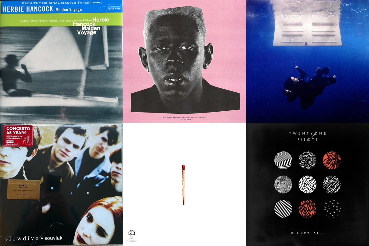 May 17th album covers: Maiden Voyage, Igor, Hit Me Hard And Soft, Souvlaki, Untitled, Blurryface