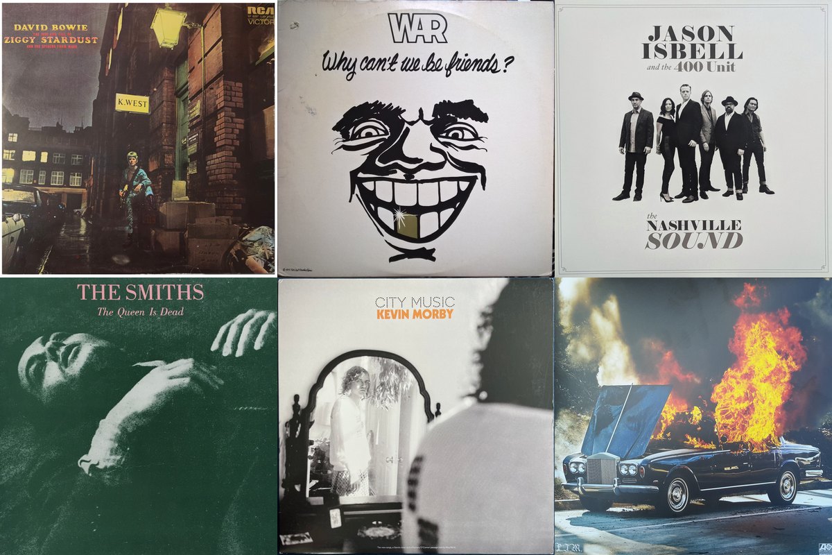 June 16th album covers: The Rise And Fall Of Ziggy Stardust And The Spiders From Mars, Why Can't We Be Friends?, The Nashville Sound, The Queen Is Dead, City Music, Woodstock