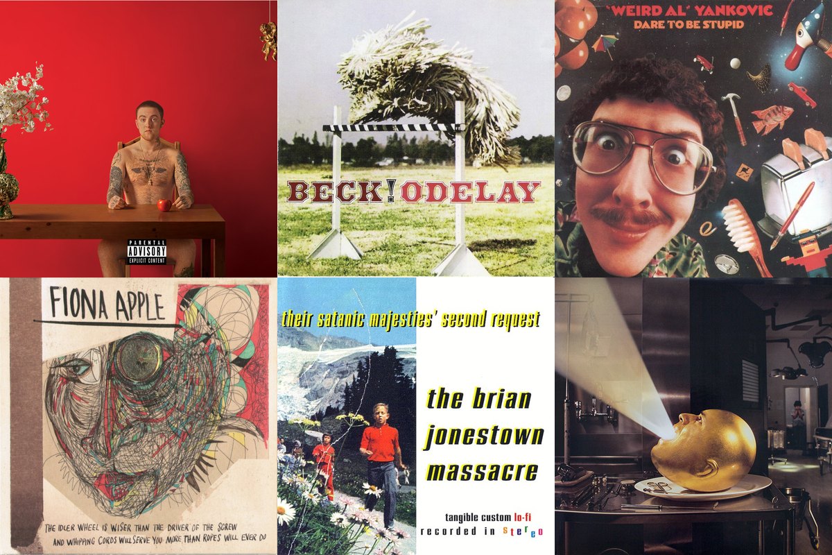 June 18th album covers: Watching Movies With The Sound Off, Odelay, Dare To Be Stupid, The Idler Wheel Is Wiser Than The Driver Of The Screw And Whipping Cords Will Serve You More Than Ropes Will Ever Do, Their Satanic Majesties' Second Request, De-Loused In The Comatorium