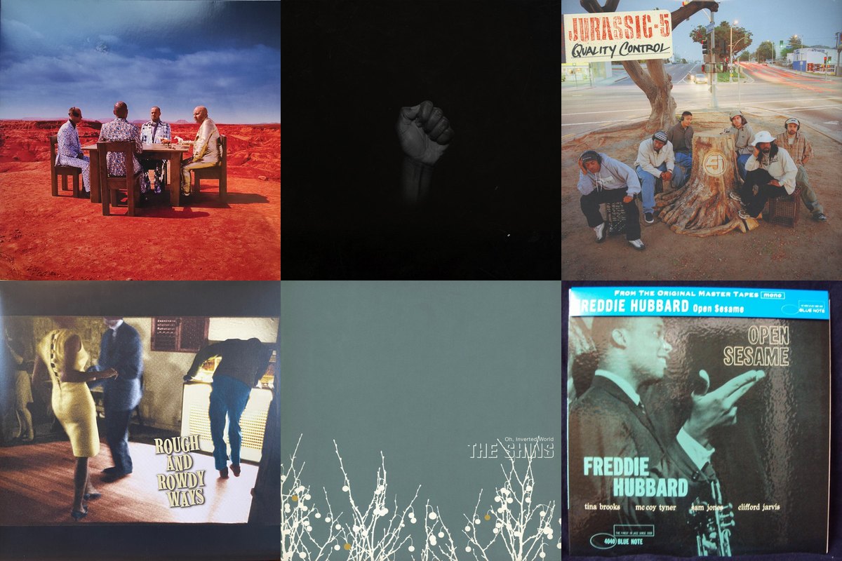 June 19th album covers: Black Holes & Revelations, Untitled (Black Is), Quality Control, Rough And Rowdy Ways, Oh, Inverted World, Open Sesame