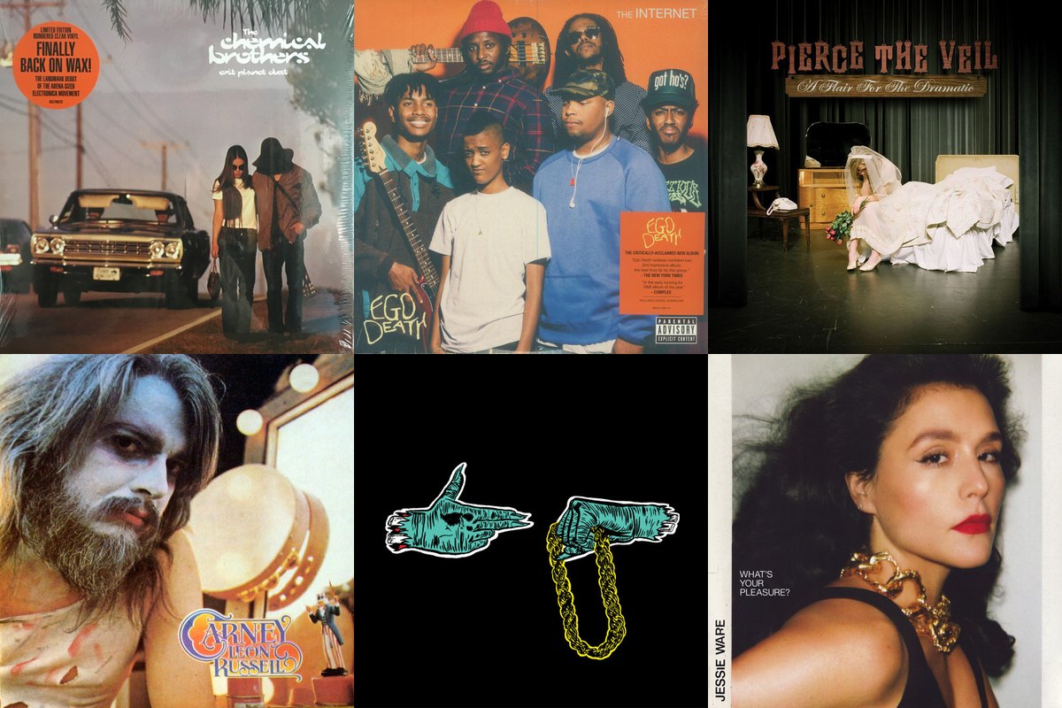 June 26th album covers: Exit Planet Dust, Ego Death, A Flair For The Dramatic, Carney, Run The Jewels, What's Your Pleasure?