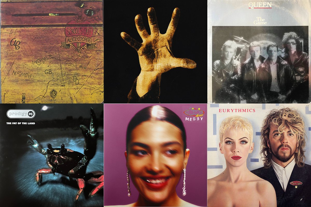 June 30th album covers: School's Out, System Of A Down, The Game, The Fat Of The Land, Messy, Revenge