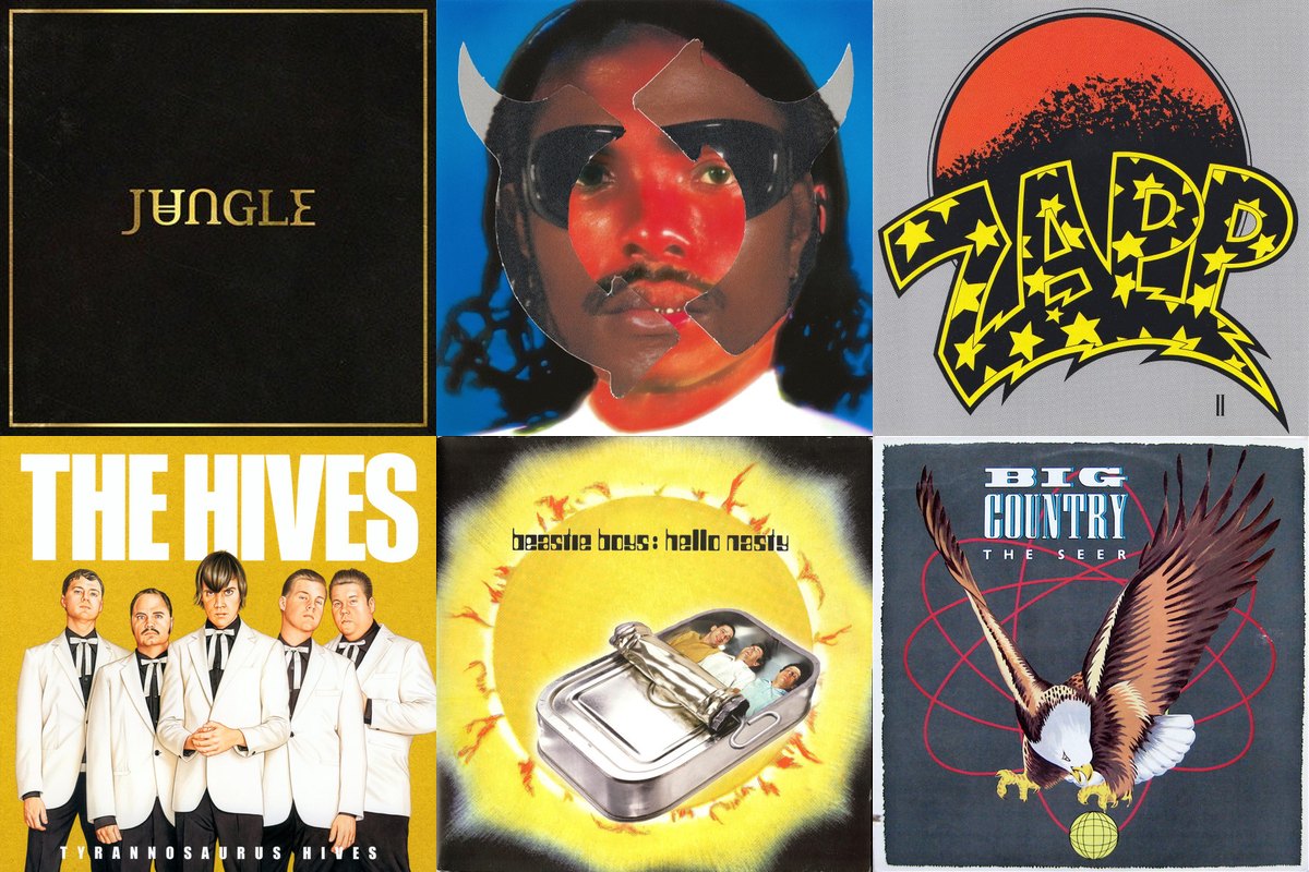 July 14th album covers: Jungle, Gemini Rights, Zapp II, Tyrannosaurus Hives, Hello Nasty, The Seer