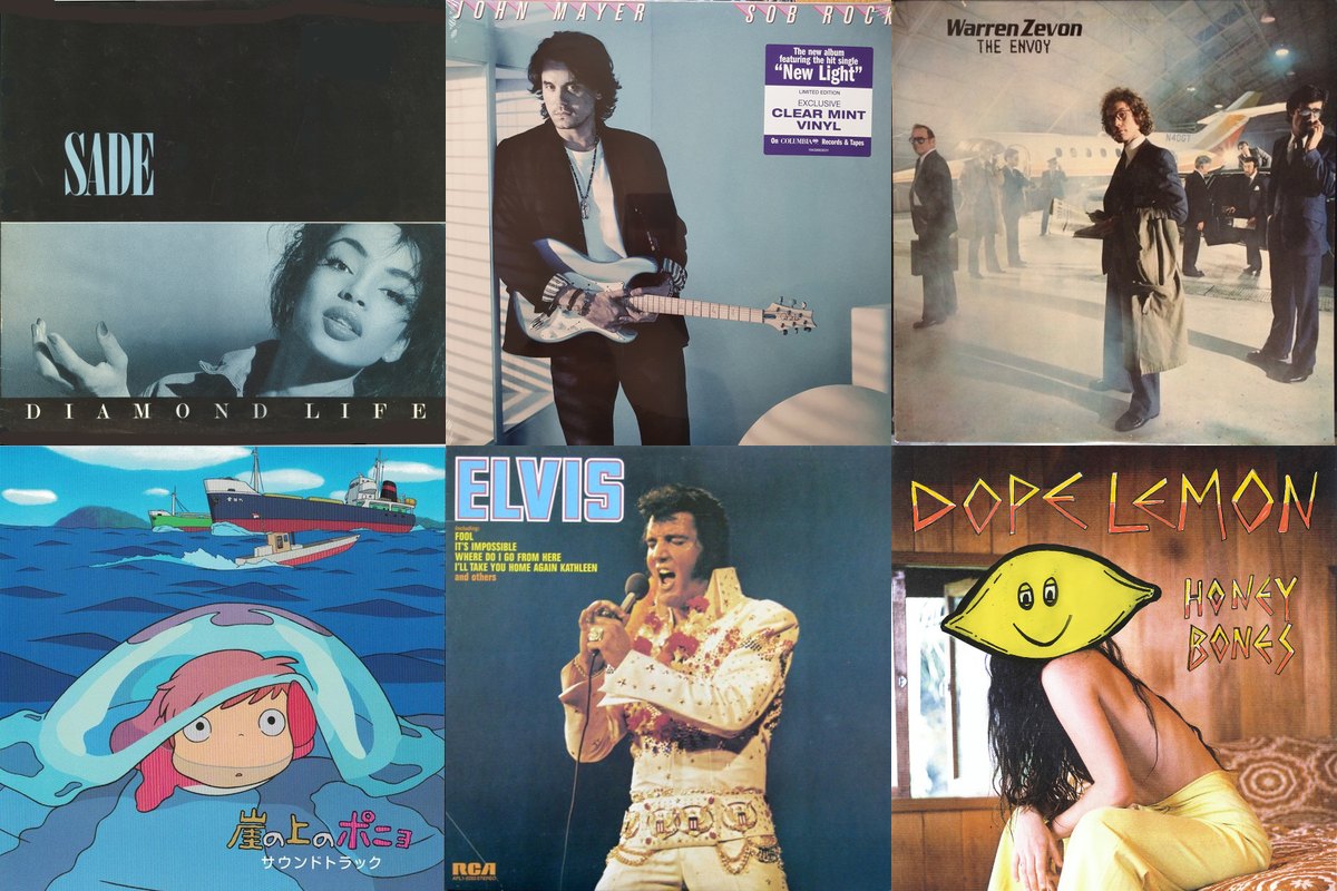 July 16th album covers: Diamond Life, Sob Rock, The Envoy, 崖の上のポニョ (サウンドトラック), Elvis, Honey Bones