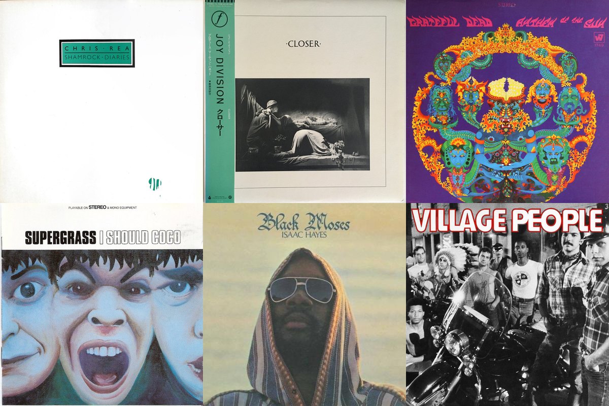 July 18th album covers: Shamrock Diaries, Closer, Anthem Of The Sun, I Should Coco, Black Moses, Village People