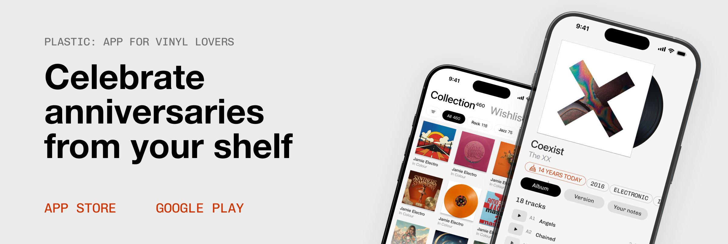 Celebrate anniversaries from your shelf with Plastic. Available on the App Store and Google Play.