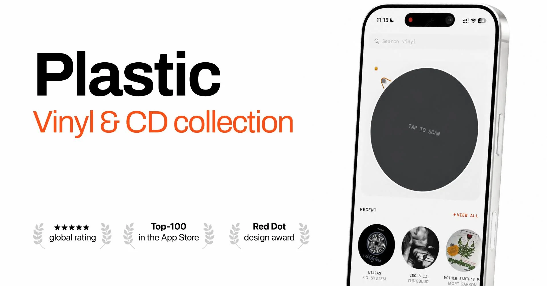 Plastic vinyl and CD collection app with its Red Dot design award